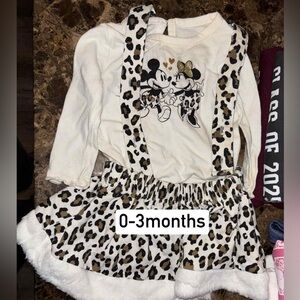Leopard Print Baby Outfit with Mickey and Minnie